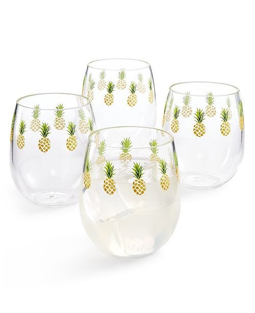 So-Cal Stemless Wine Glasses, Set of 4, Created for Macy's