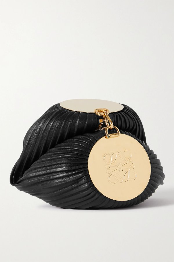 Bracelet pleated leather shoulder bag