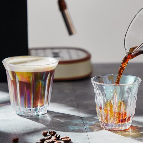 Iridescent Glass Coffee Mug Set 2x200ML,Coffee,Latte,Cappuccino,Espresso Glass Cup Heat Resistant, Dishwasher Safe （Set of 2）