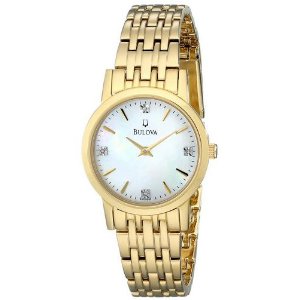 Bulova Women's 97P103 Diamond Classic Goldtone Watch