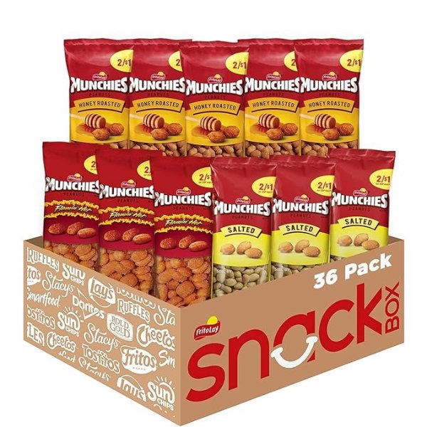 Peanut Variety Pack (Salted, Flamin' Hot, Honey Roasted), 36 Count
