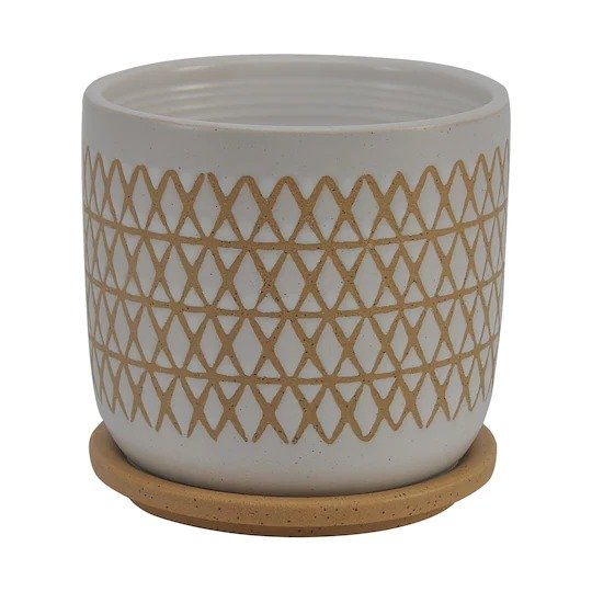 6" Diamond Ceramic Pot with Saucer by Ashland®