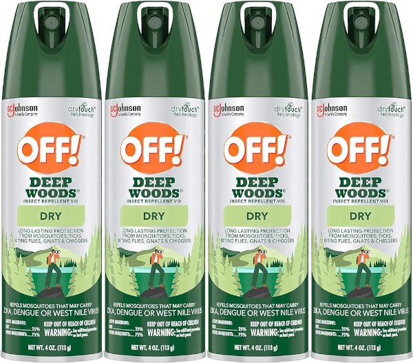 ! Deep Woods Bug Spray & Mosquito Repellent, DryTouch Technology, Long Lasting Protection 4 oz. (Pack of 4)