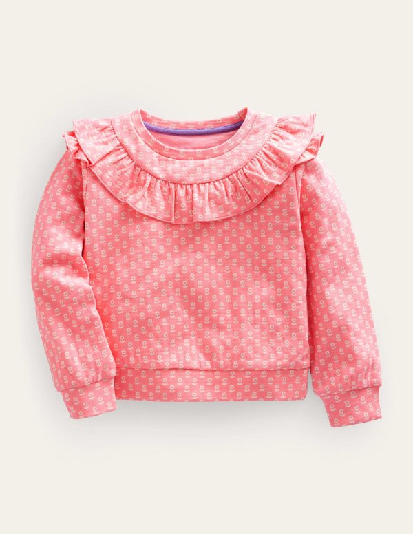 Frill Sweatshirt - Crab Apple Pink Floral | Boden US