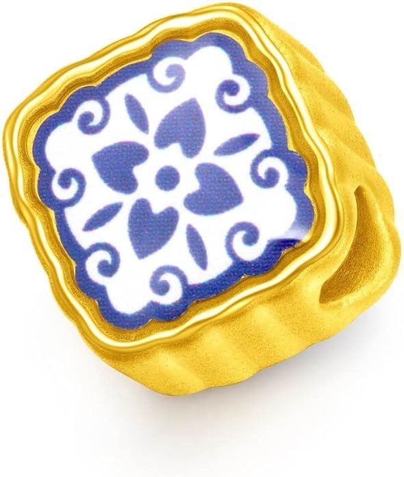 CHOW TAI FOOK 999 24K Pure Gold Blue and White Porcelain Friendship Token Series - Blessing