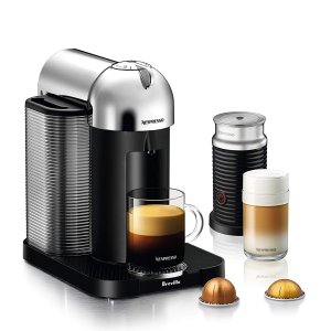 Nespresso Vertuo Coffee and Espresso Machine Bundle with Aeroccino Milk Frother by Breville, Chrome @ Amazon