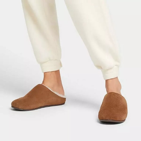 CHRISSIE Shearling Suede Slippers