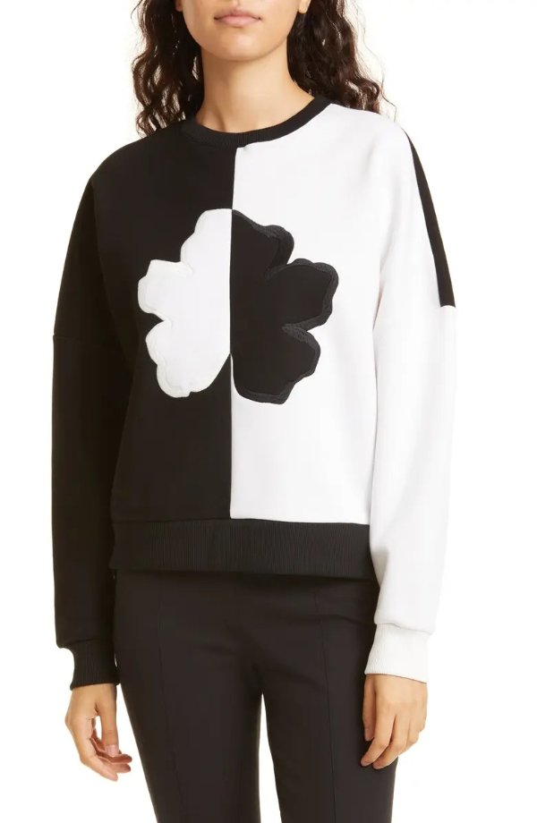 Nhataly Colorblock Flower Sweater