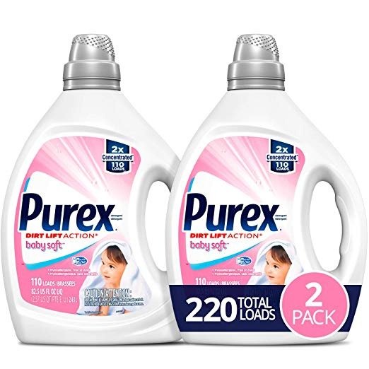 Liquid Laundry Detergent, Baby Soft, 2X Concentrated, 2 Count, 220 Total Loads