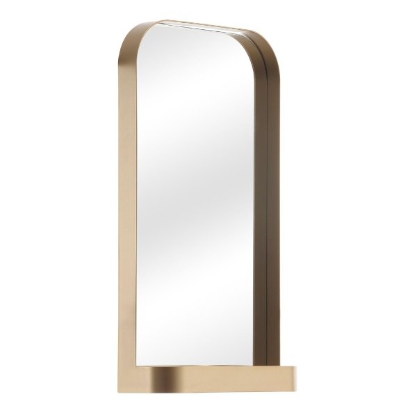 Filio Contemporary Brass Wall Mirror With Shelf, 15"x28" - Modern - Wall Mirrors - by Houzz
