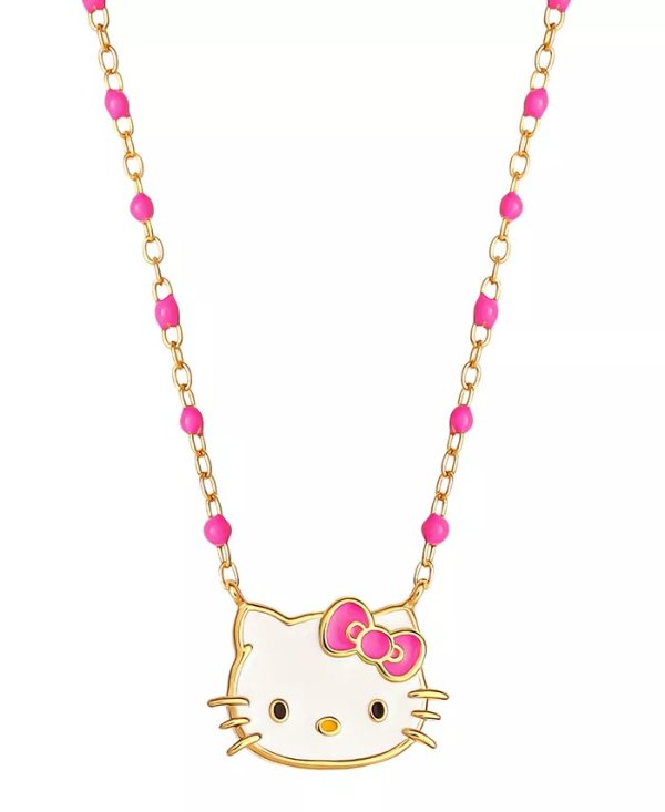 Enamel & Bead Chain Hello Kitty 18" Pendant Necklace in 18k Gold-Plated Sterling Silver