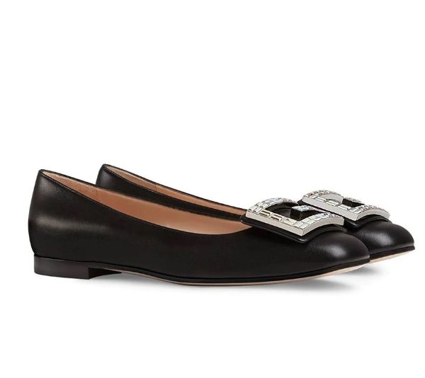 Madelyn Leather Ballet flat with Crystal G