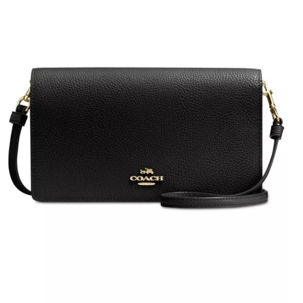 Foldover Crossbody Clutch in Polished Pebble Leather