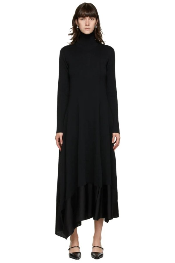 Black Asymmetric Hem Dress