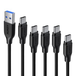 AUKEY USB3.0 Type-C 数据线 (5根，3呎 × 3 + 6呎 + 1呎)