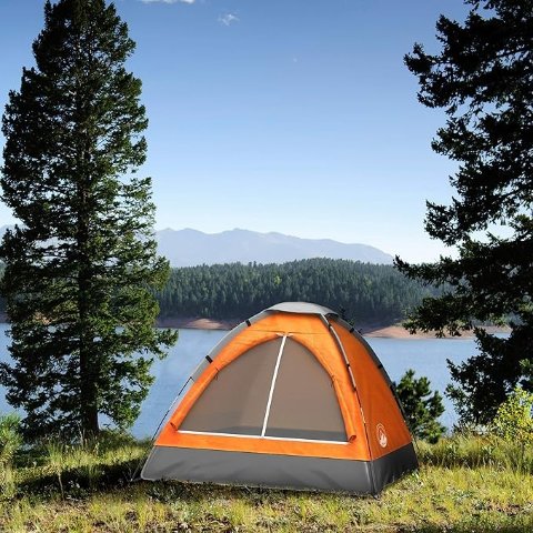 2-Person Dome Tent – Easy Set Up Shelter with Rain Fly and Carry Bag for Camping, Beach, Backpacking, Hiking, and Festivals by Wakeman Outdoors