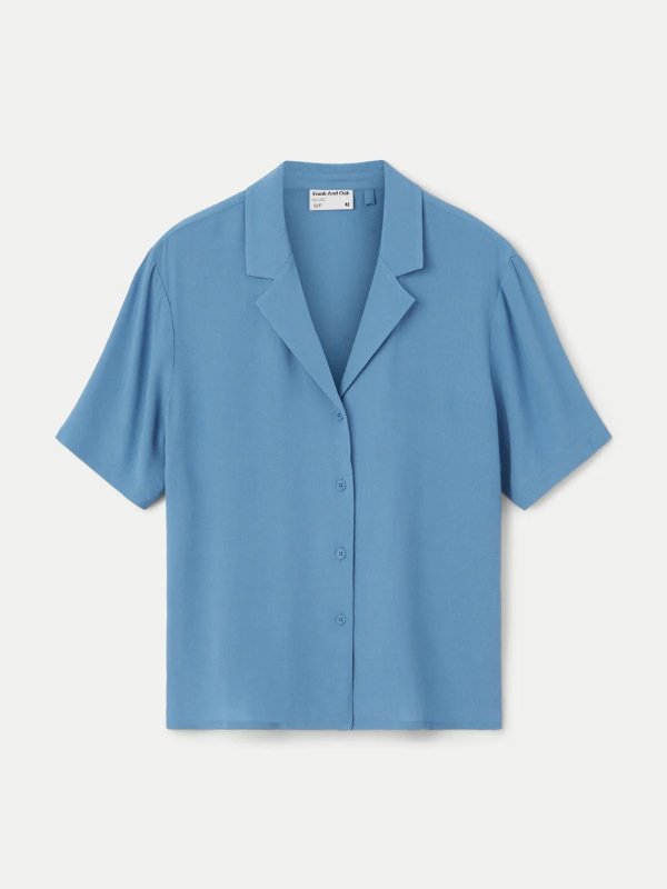 The Camp Collar Blouse in Coronet Blue