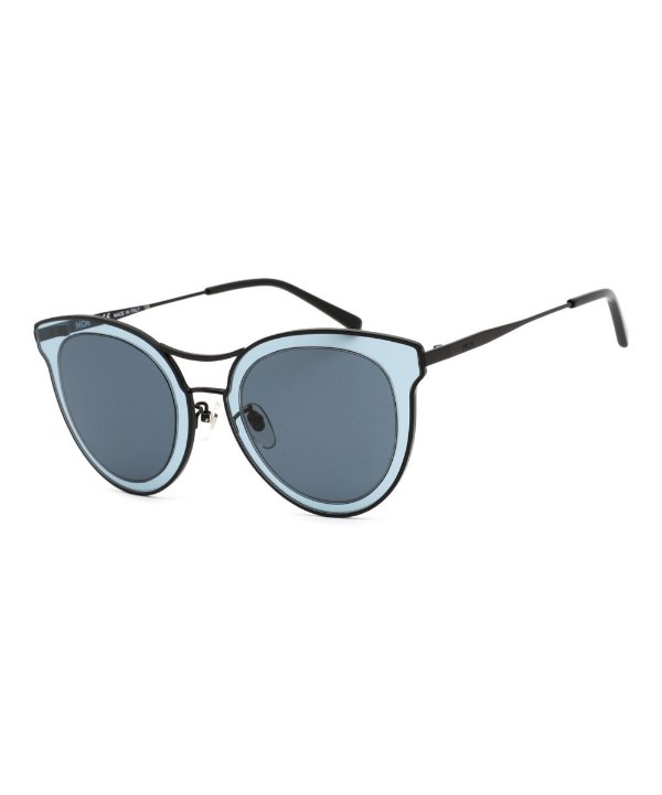 Shiny Blue & Blue Modified Aviator Sunglasses