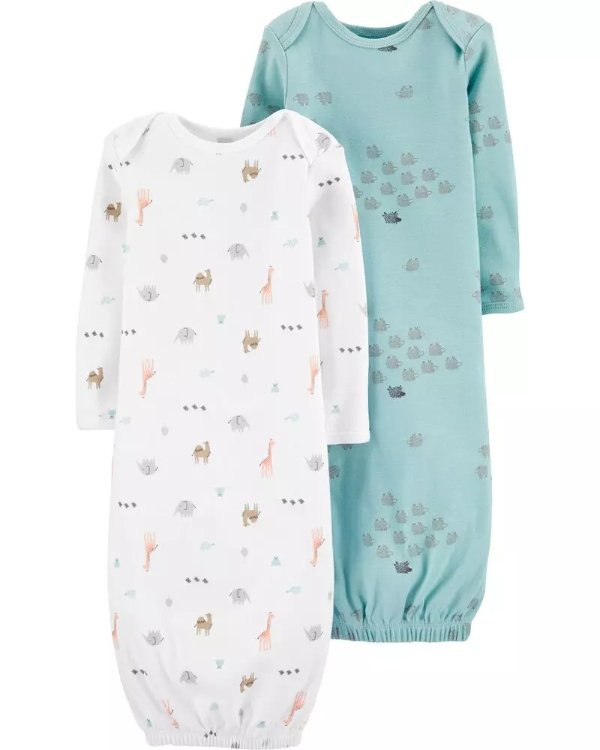 2-Pack Certified Organic Cotton Sleeper Gowns2-Pack Certified Organic Cotton Sleeper Gowns