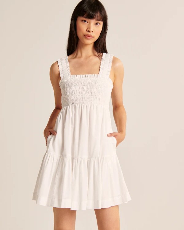Abercrombie & Fitch Abercrombie & Fitch Women's Smocked Bodice Easy Mini  Dress | Women's Clearance | Abercrombie.com 70.00