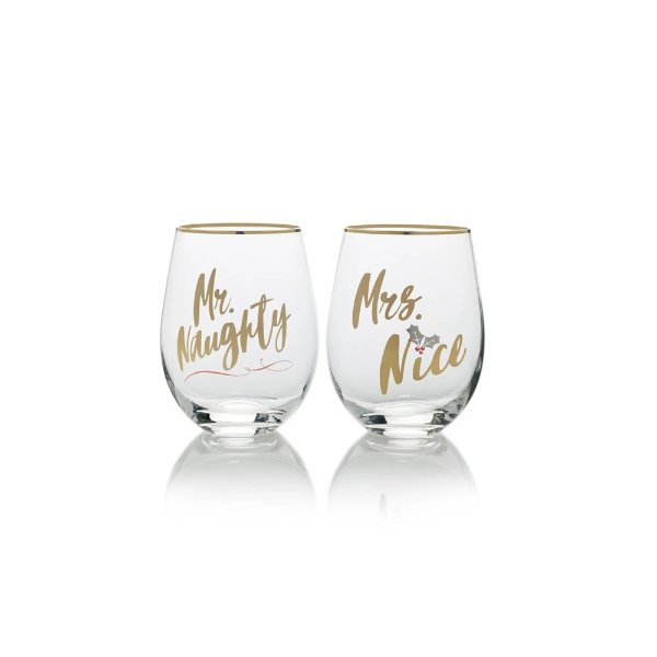 Stemless Gifts Naughty and Nice Stemless Wine Set of 2