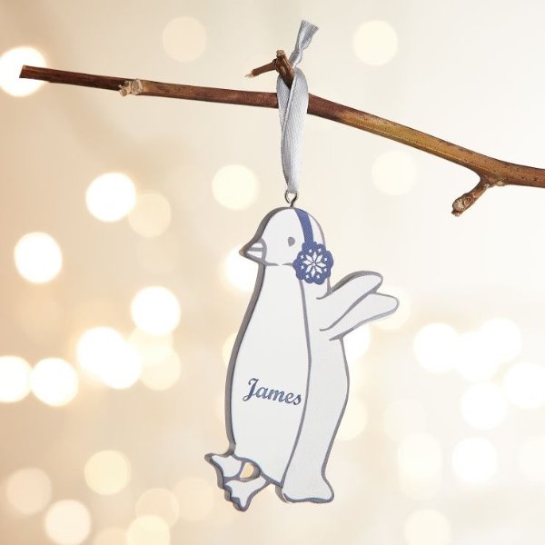 Personalized Wooden Penguin Decoration