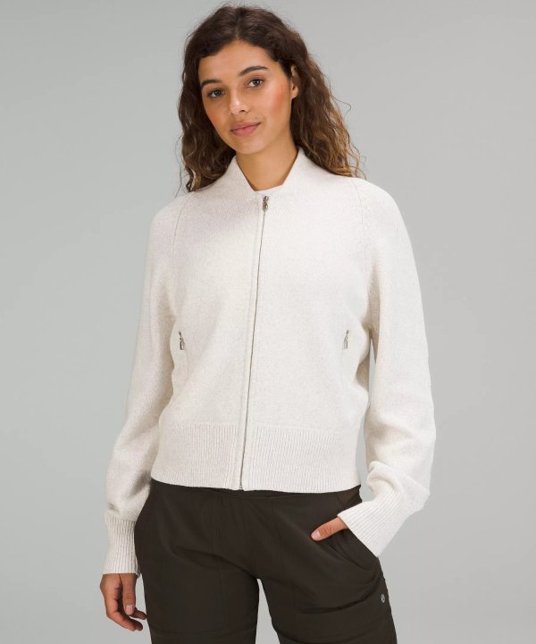 Cotton-Blend Full-Zip Sweater