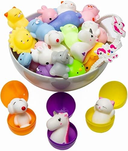 Mochi Squishy Toys Animal Squishies - 3 Surprise Eggs Mini Kawaii Cat 16pcs Stress Relief Toys Squishys Unicorn Party Favors for Kids Toys for Claw Game Pinata Filler Small Toys Egg Fillers for Easter