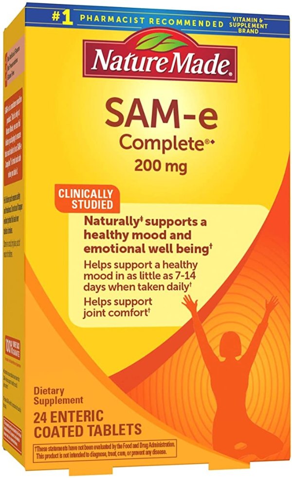 SAM-e Complete 200 mg Tablets, 24 Count for Supporting a Healthy Mood (Packaging May Vary)