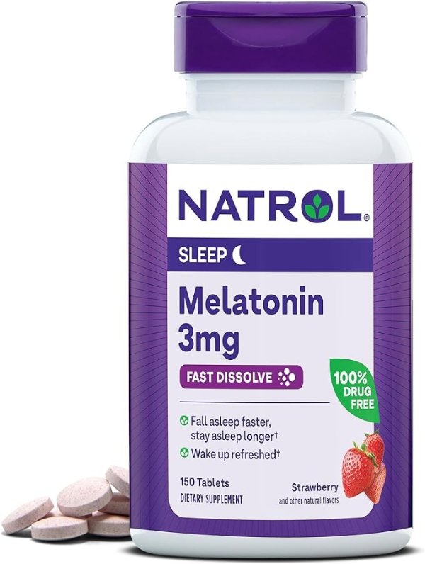 Melatonin Fast Dissolve Tablets, Helps You Fall Asleep Faster, Stay Asleep Longer, Easy to Take, Dissolves in Mouth, Strengthen Immune System, 3mg, 150 Count