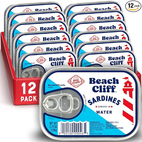 Beach Cliff Sardines in Water, 3.75 oz Can