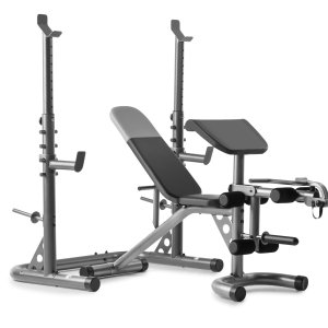 Weider XRS 20 Adjustable Olympic Workout Bench with Independent Squat Rack and Preacher Pad