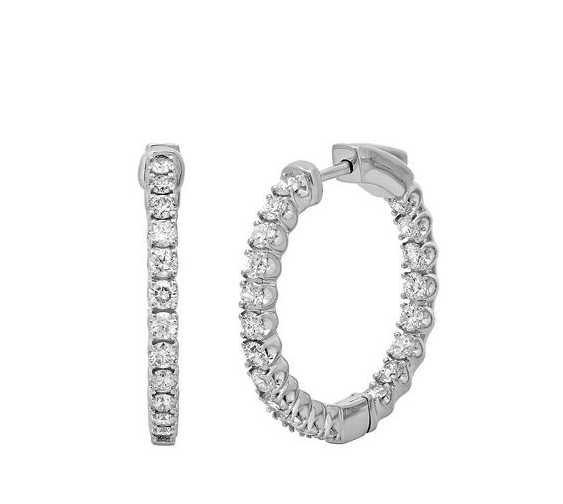 1/2 ct. tw. Diamond Hoop Earrings in 14K White Gold