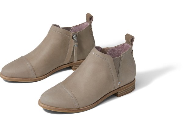 Taupe Grey Smooth Leather Women's Reese Booties 