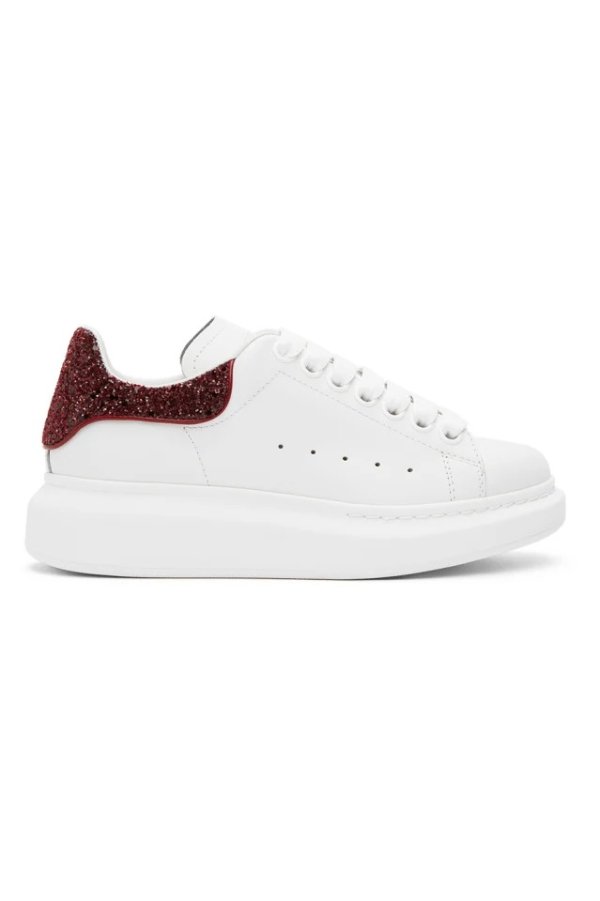 SSENSE Exclusive White & Red Glitter Oversized Sneakers
