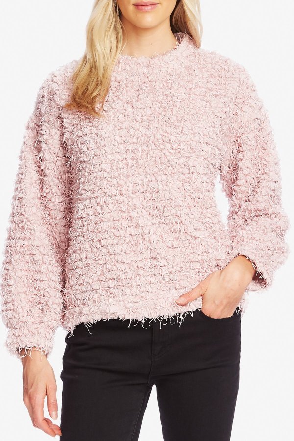 Popcorn Knit Pullover Sweater