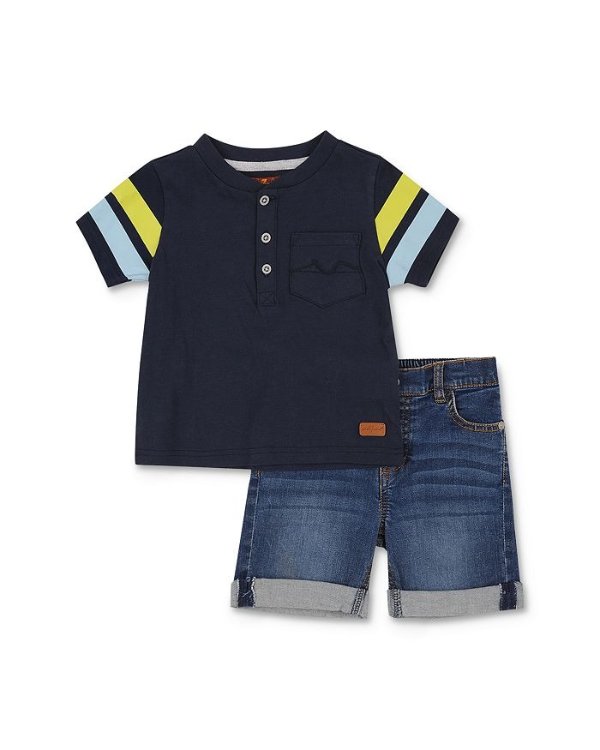 Boys' Henley Tee & Denim Shorts Set - Baby
