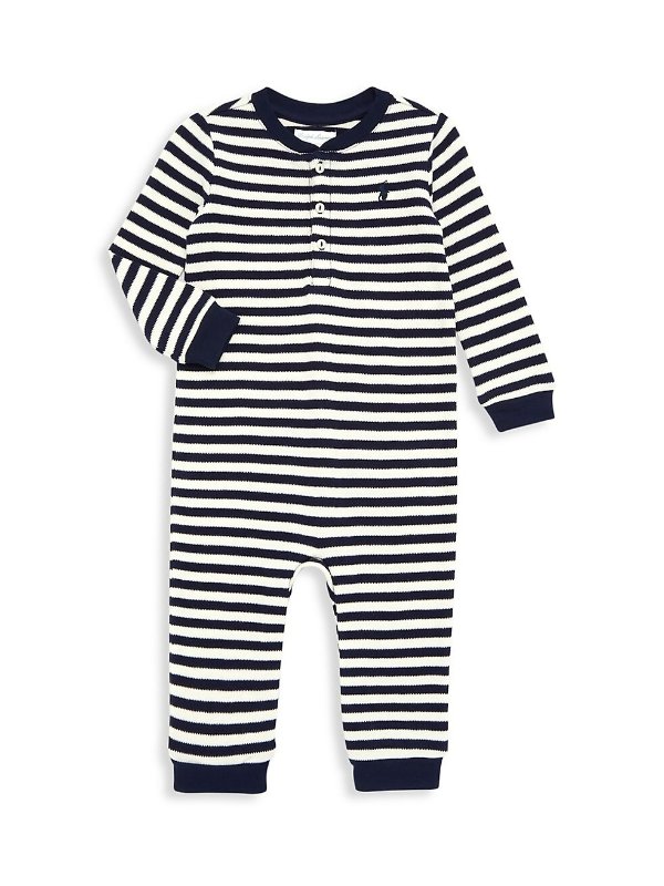 Baby Boy's Striped Henley Coveralls