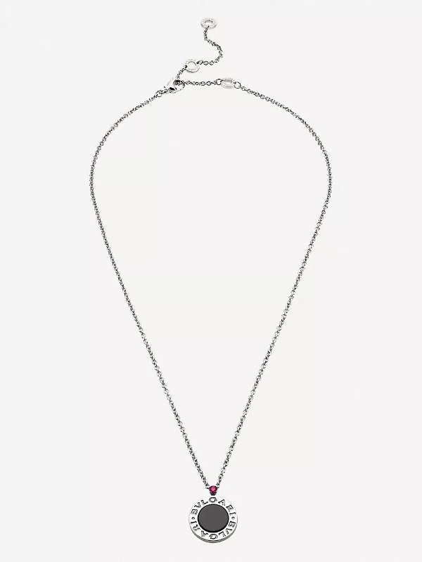 Save the Children 10th Anniversary sterling silver, ruby and onyx necklace