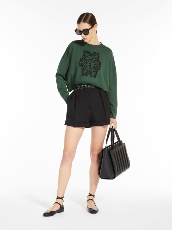 Cropped jumper in jacquard wool