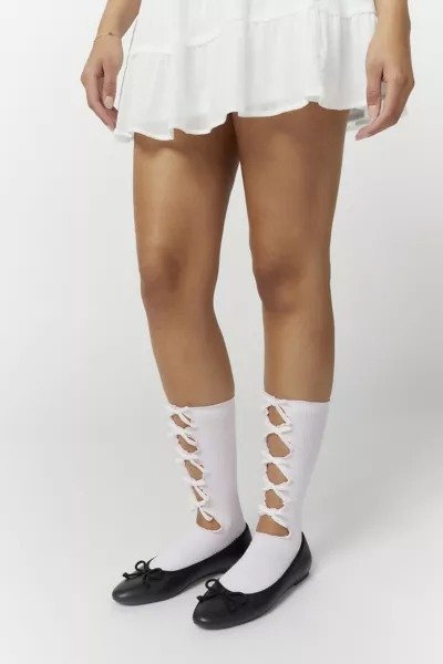 Bow-Topped Cutout Sock