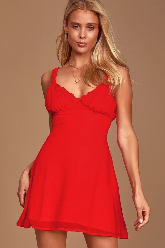 Ask Me Out Red Sweetheart Skater Dress