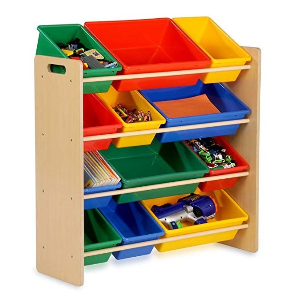 SRT-01602 Kids Toy Organizer and Storage Bins, Natural/Primary