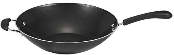 A80789 Specialty Nonstick Dishwasher Safe Oven Safe PFOA-Free Jumbo Wok Cookware, 14-Inch, Black