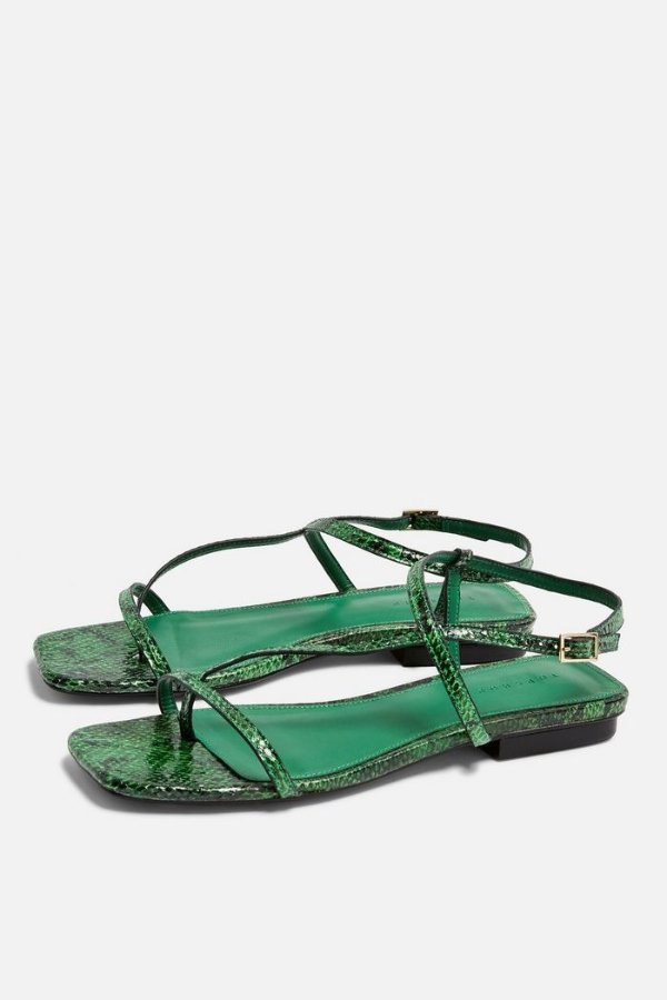 HAVEN Green Flat Sandals