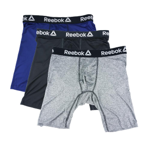 Reebok Men's Performance Long Leg Boxer Briefs 3-Pack
