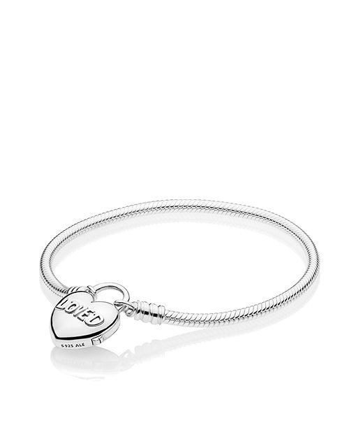 Sterling Silver You Are Loved Heart Padlock Bracelet