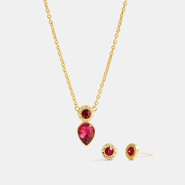 Open Circle Necklace and Pear Earrings Set
