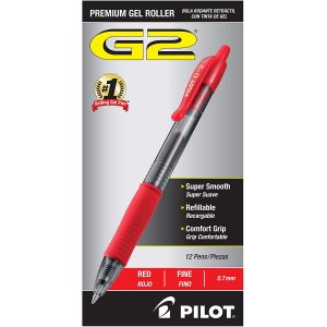 PILOT G2 Premium 红色凝胶中性笔，12支 0.7毫米