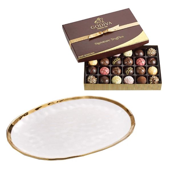 Oval Platter with Signature Truffles Gift Box, 24 pc.